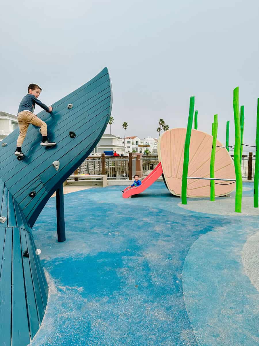 pier plaza has a whale playground for kids.